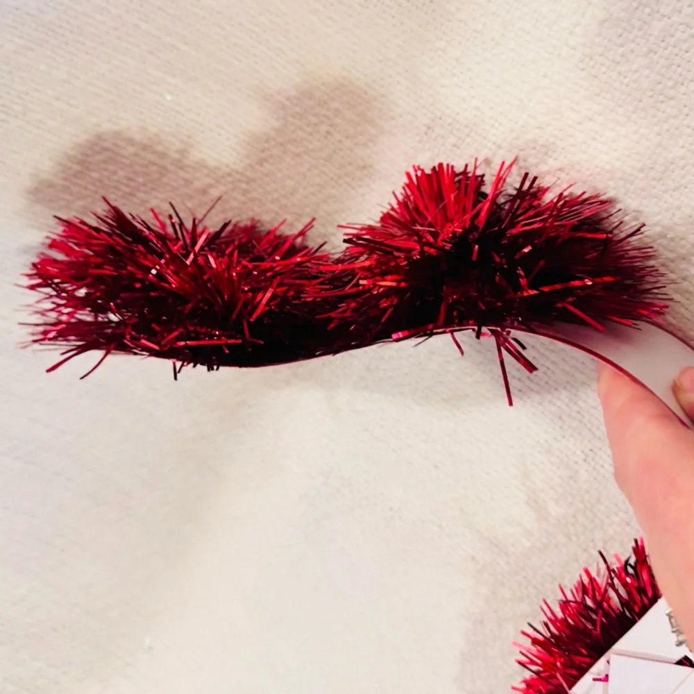 4 Red Metallic Pom Pom Bows for Party Gift Wrap